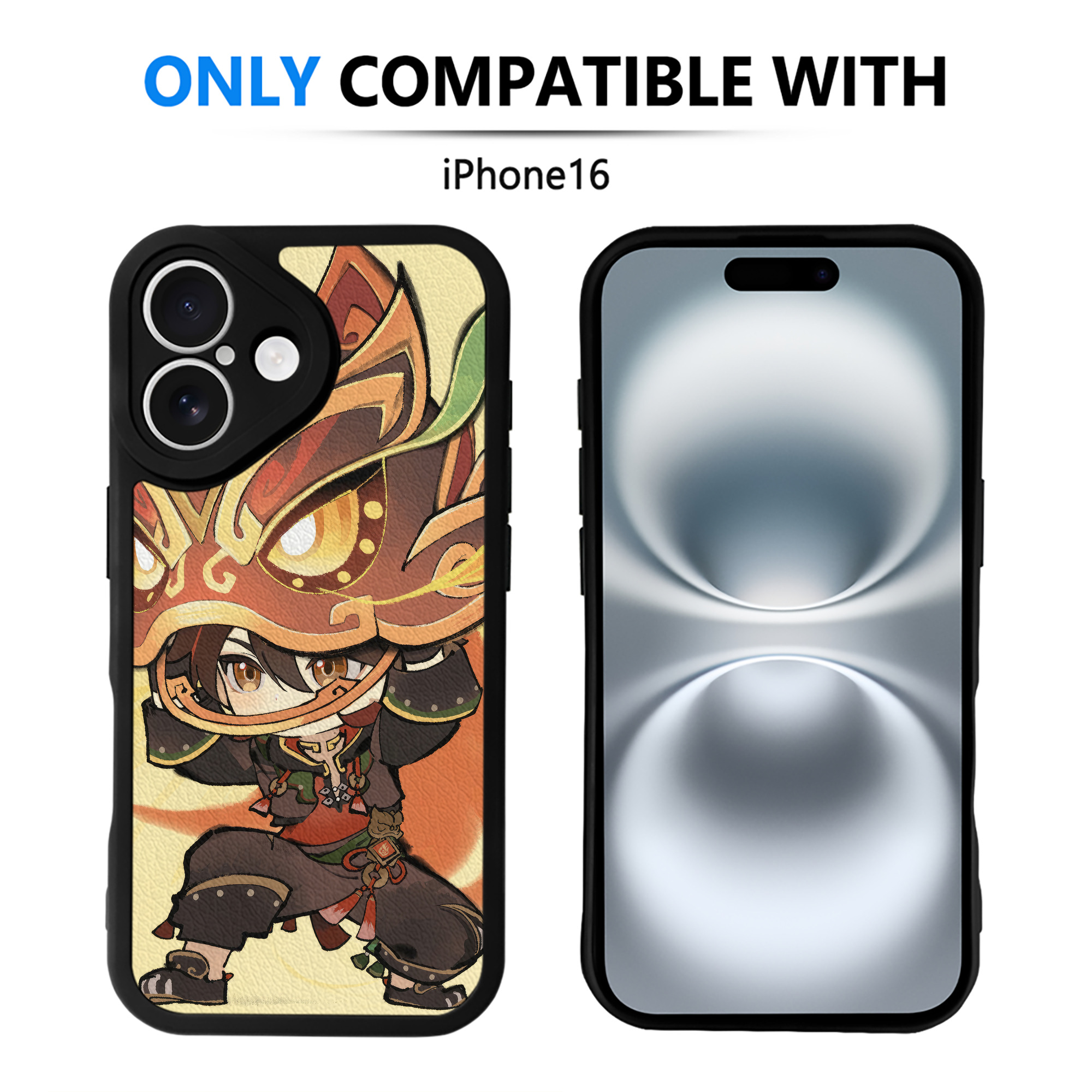 げんし神 genshin 【iPhone 16シリーズ対応】シリコンスマホケース（レザー調） 材質：シリコン